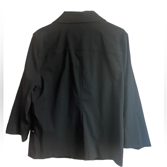 JM COLLECTION BLACK ZIP UP COLLARED JACKET POCKETS STRETCHY SIZE 14 - Picture 4 of 8